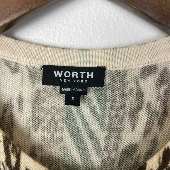 Worth NY | 100% Wool Mixed Animal Print Lightweight Button Cardigan Sweater - Picture 6 of 8